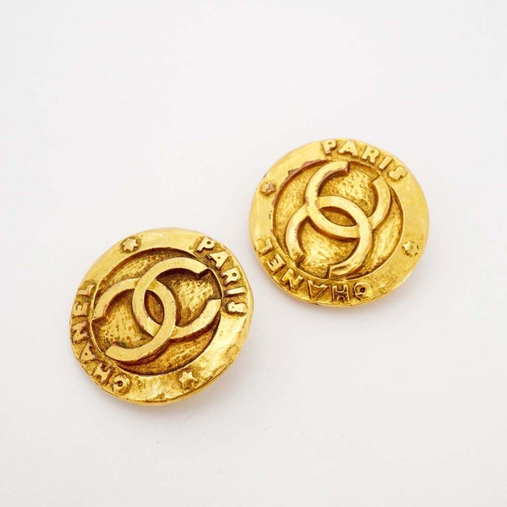 CHANEL Gold Logo Earrings - Picture 2 of 7